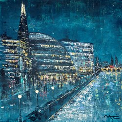 City Hall, London by Mark Curryer - Original Mixed Media on Board sized 28x28 inches. Available from Whitewall Galleries